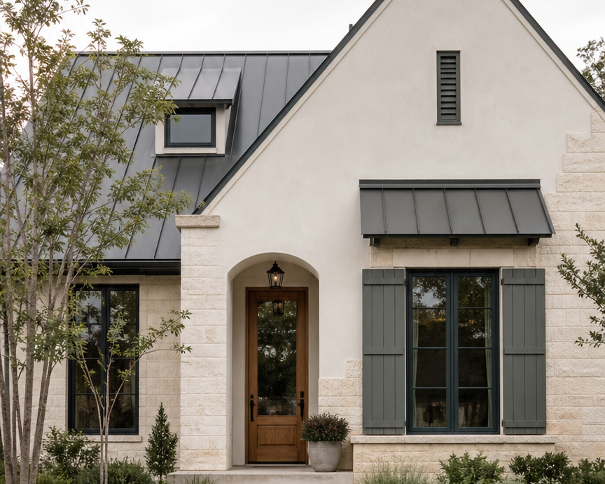 AI Facade Home app preview showing a house photo upload screen